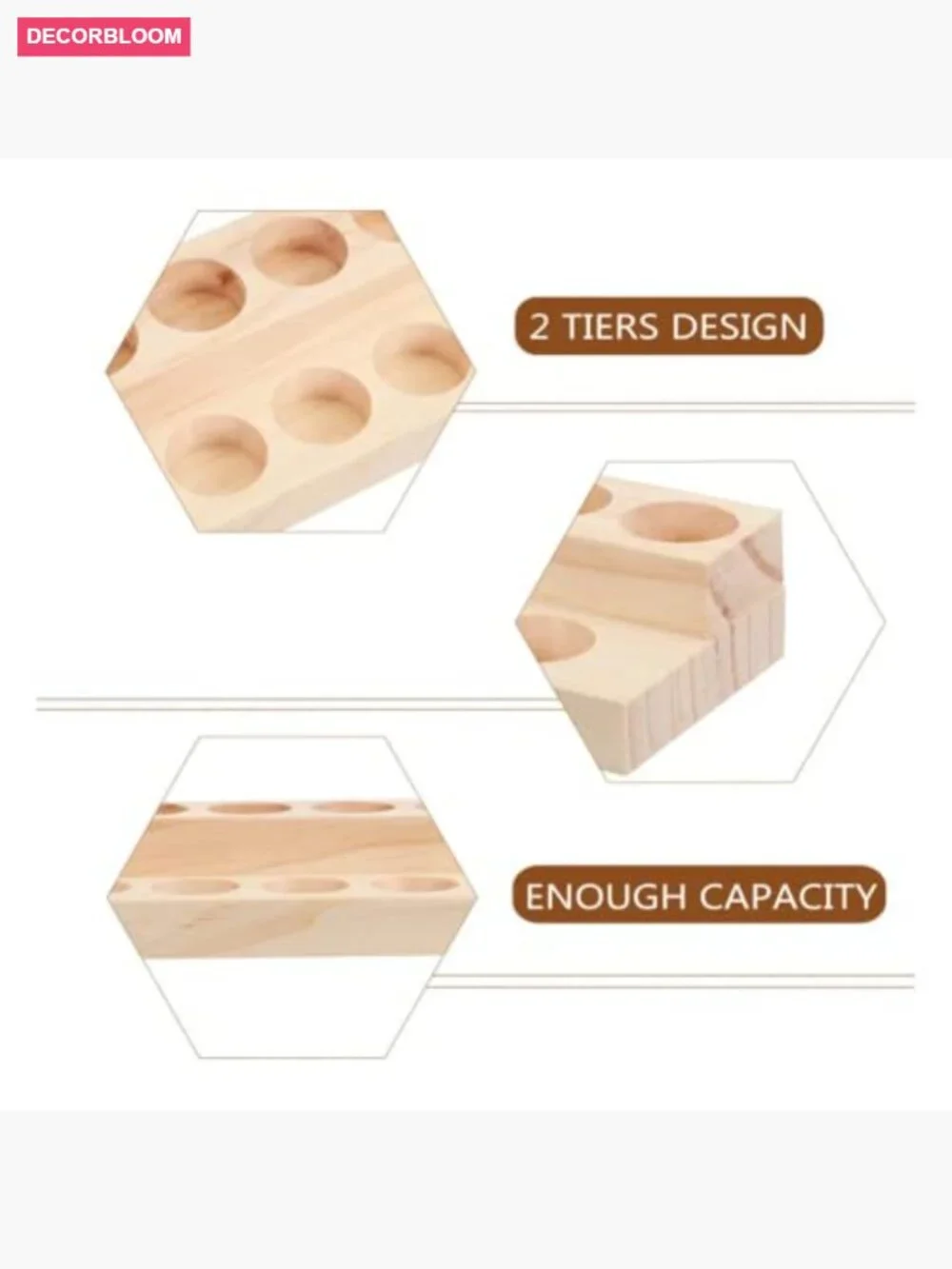 2-Tier Wooden Essential Oil Organizer, Perfume Display Stand, Countertop Rack